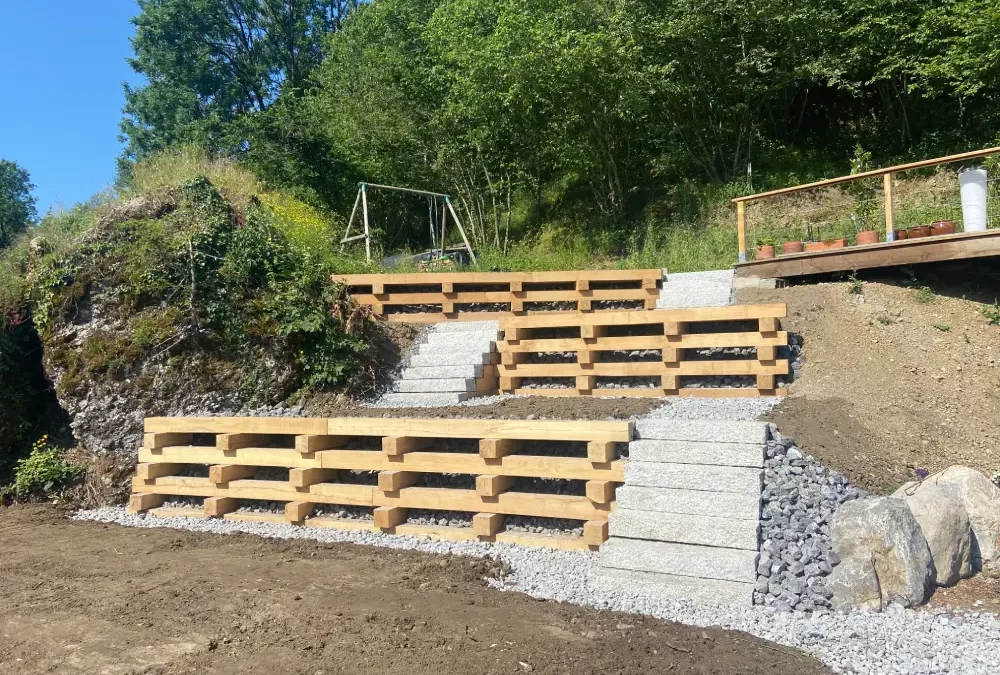 Modelage de terrain et création mur bois